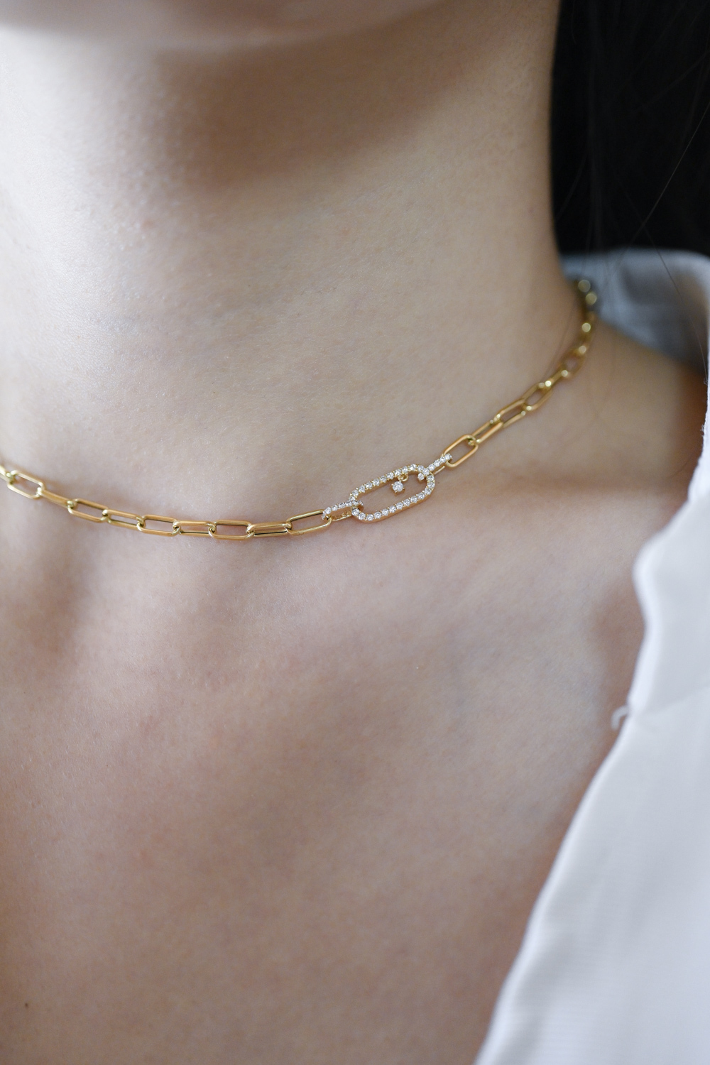 18K Diamond Clip Chain Necklace