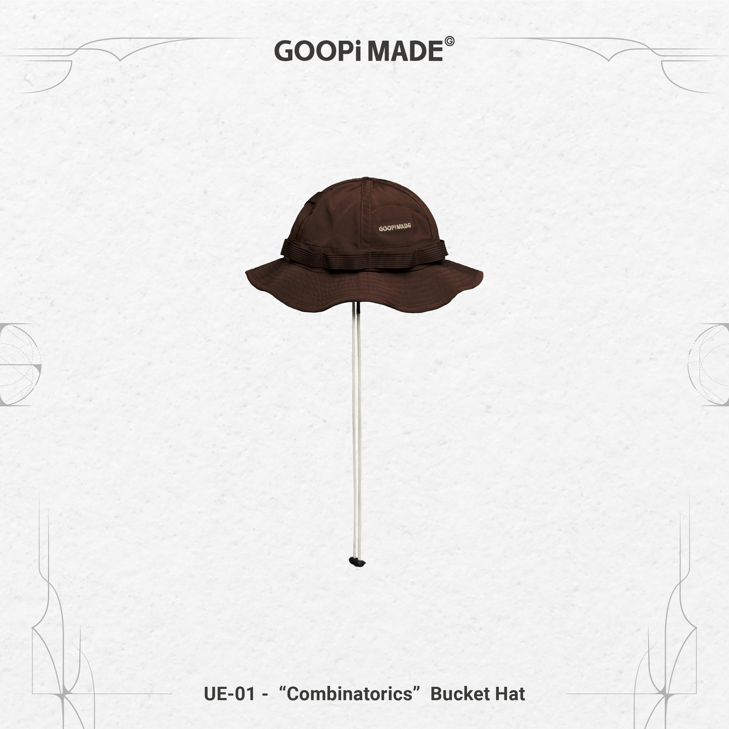 GOOPiMADE UE-01 - “Combinatorics” Bucket Hat - Shale