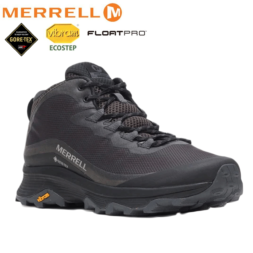 MERRELL 067075 MOAB SPEED MID GORE-TEX 防水多功能健行鞋 男款 極致黑 防水透氣/羽量中底/避震氣墊 33ML067075