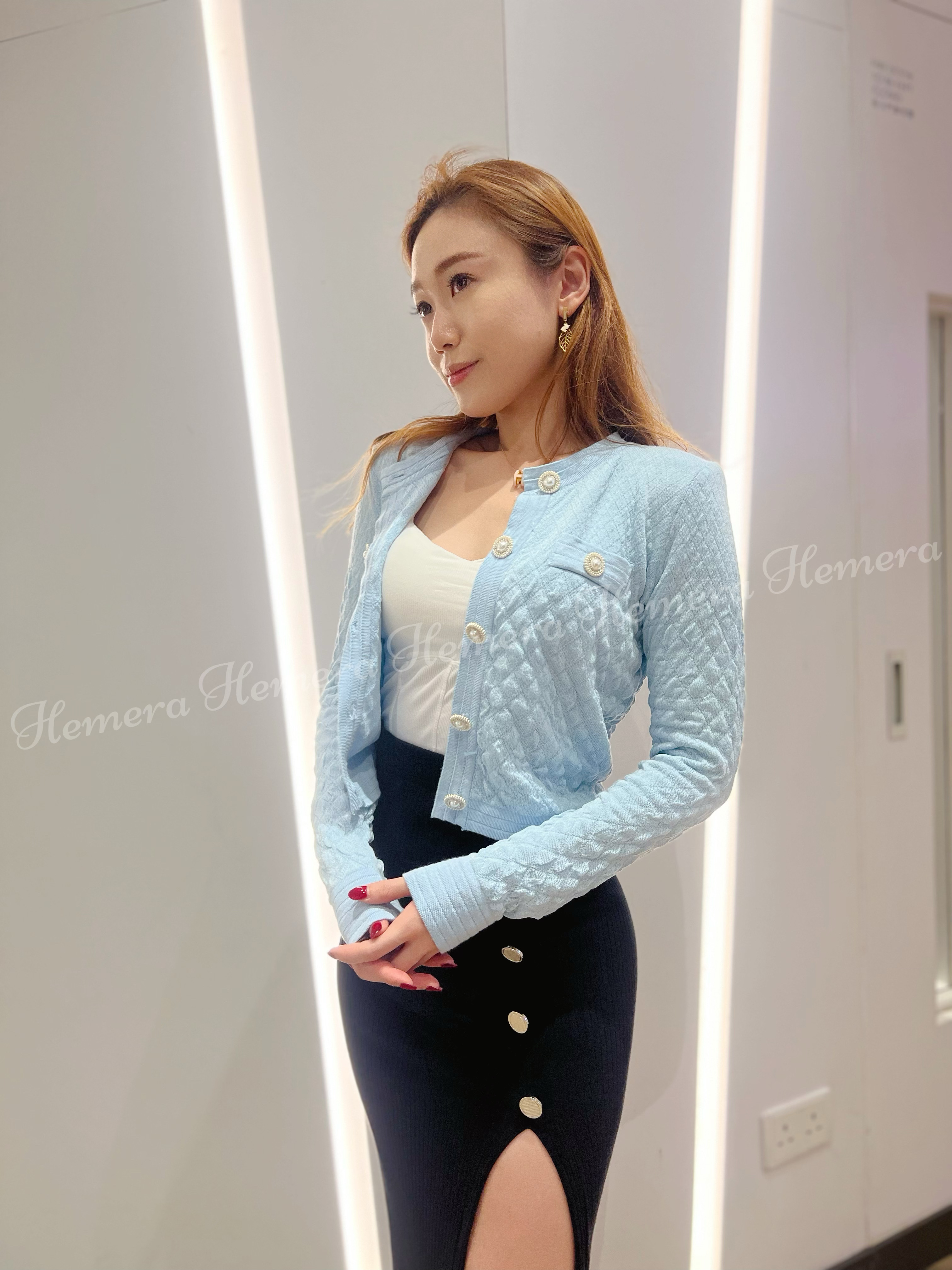 COCO DIAMOND CHECK BLING BLING BUTTON JACKET JK22S0949