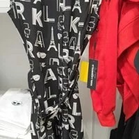 [S] KARL LAGERFELD LOGO DRESS, 998 BLACK WHITE, LD2BE497-WHT (SKL283)