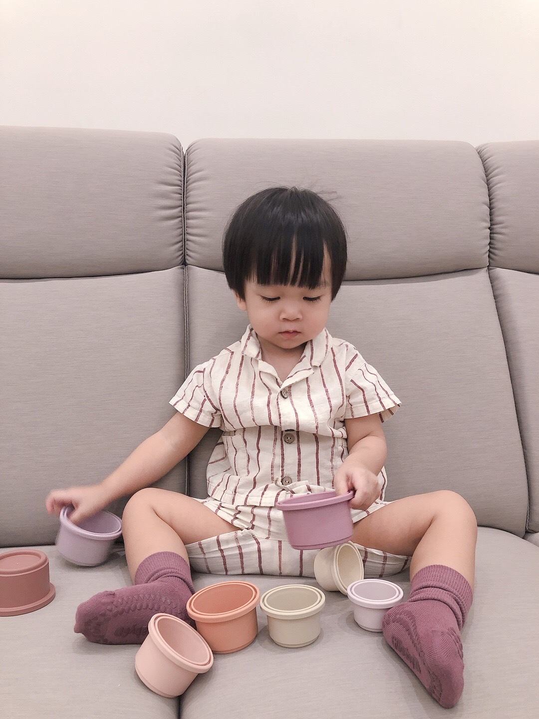 丹麥GoBabyGo 竹纖維防滑襪 - Misty Plum