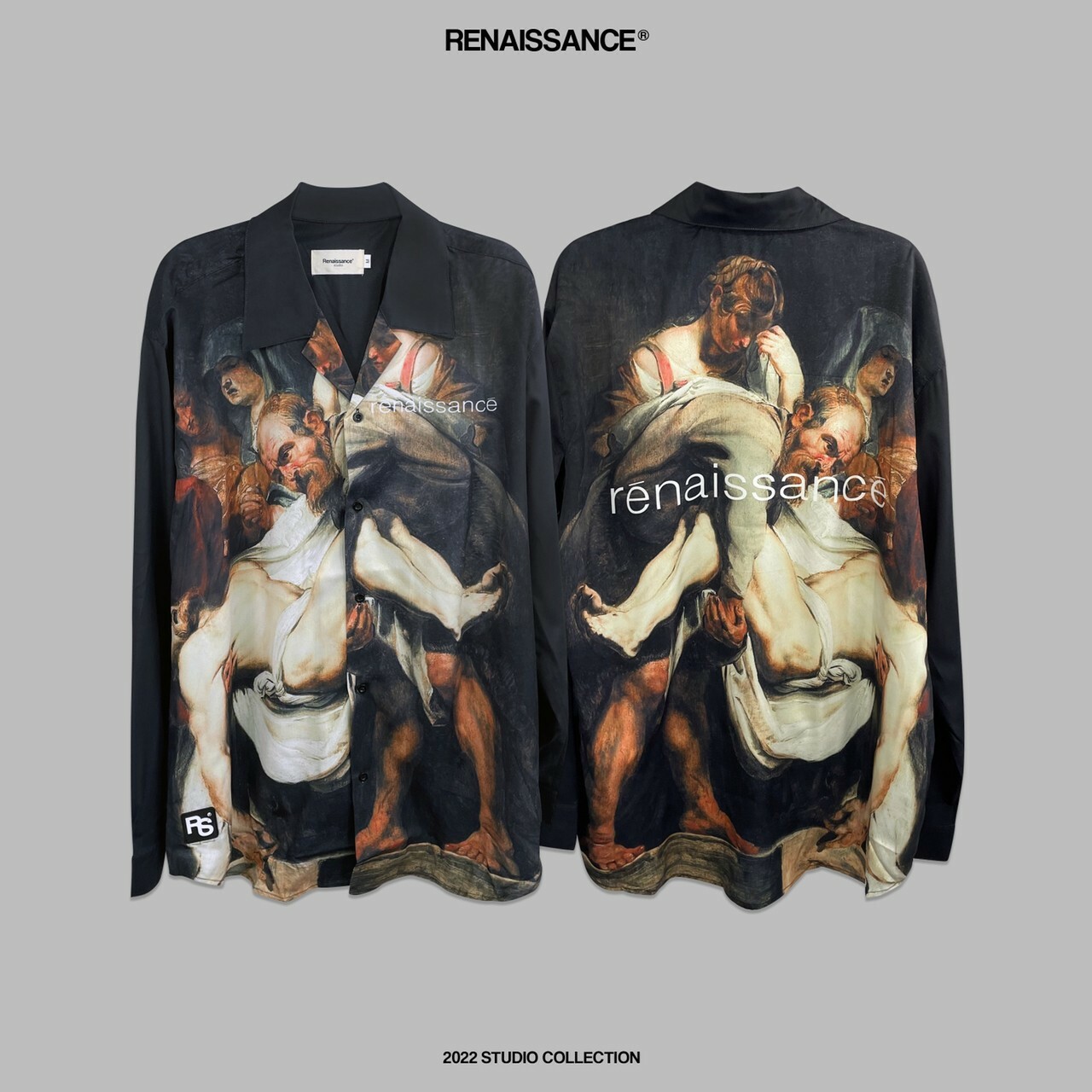 RENAISSANCE 滿版宗教油畫 基督下葬 寬鬆 古巴領長袖襯衫 “ Entombment L/S Shirt ”