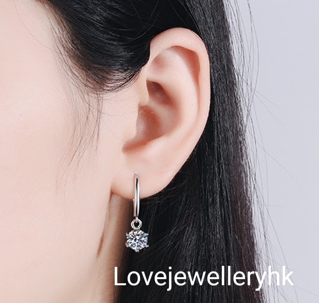 莫桑鑽短吊耳環   E1C038