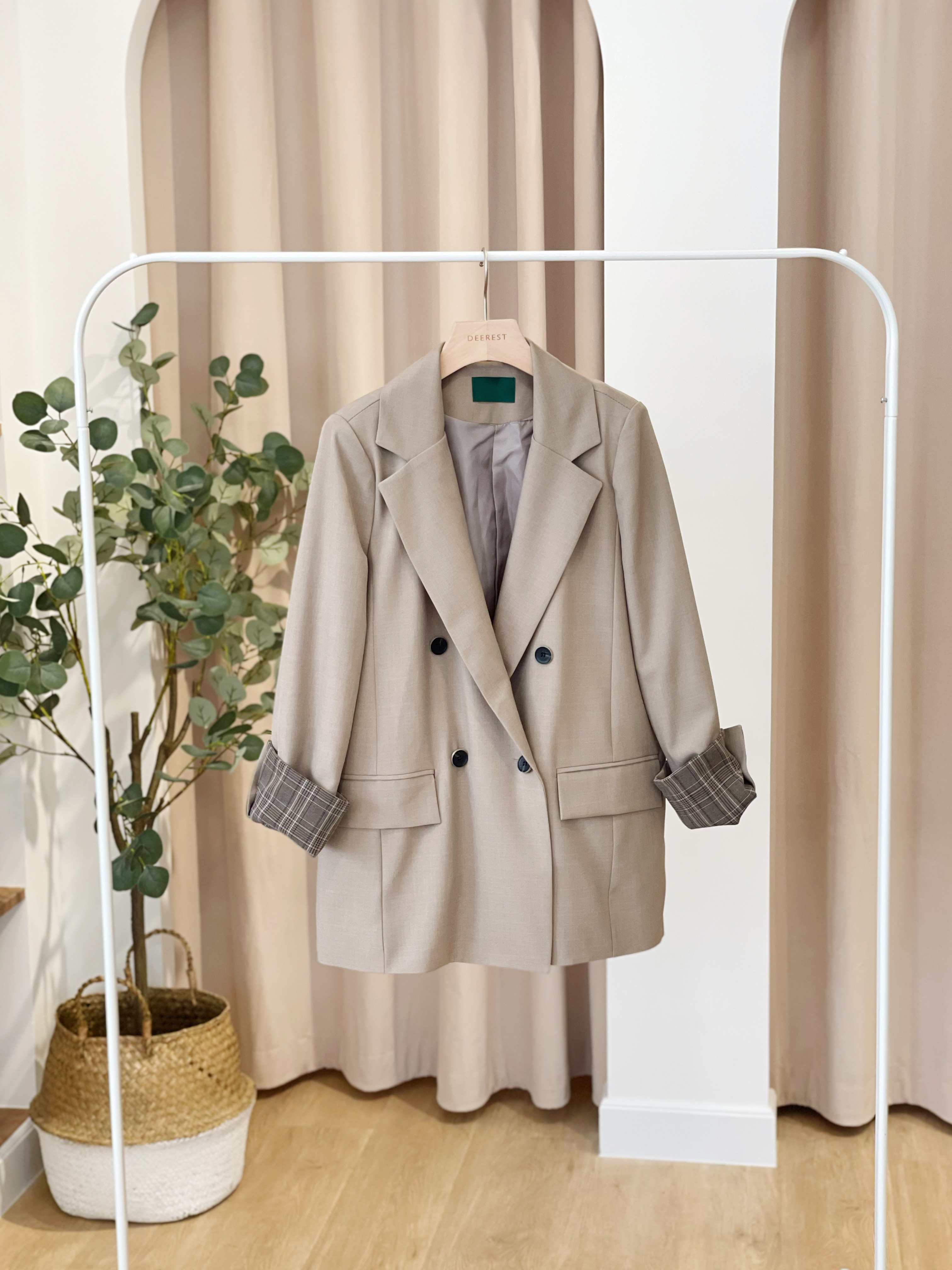 JK071 Retro Mix Checkered Blazer