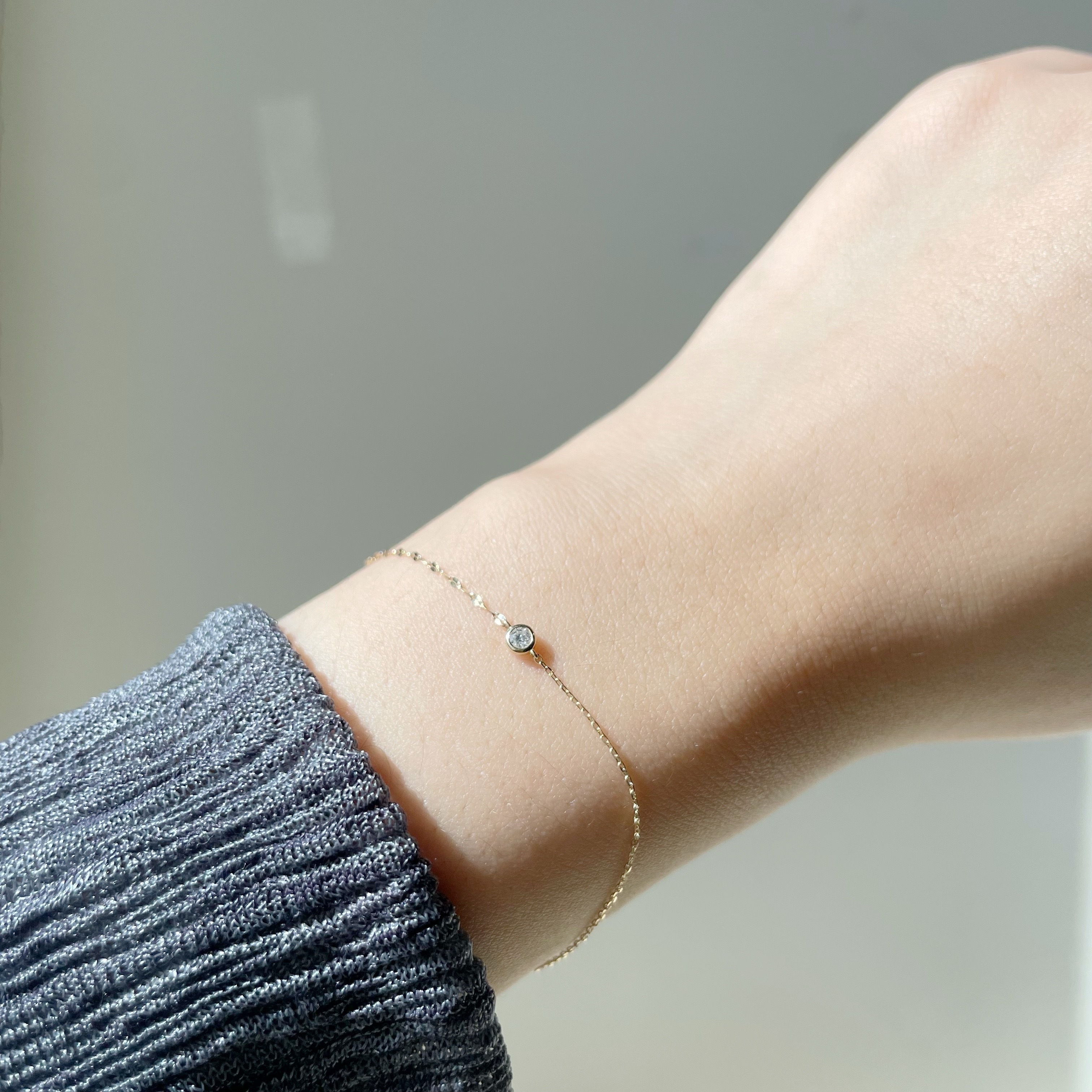 14K包鑲圓真鑽不對稱手鍊