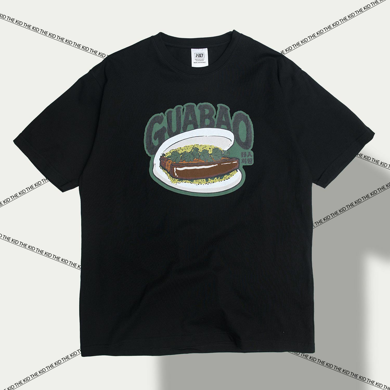 KID ® 虎咬豬刈包短T 黑綠 香菜版