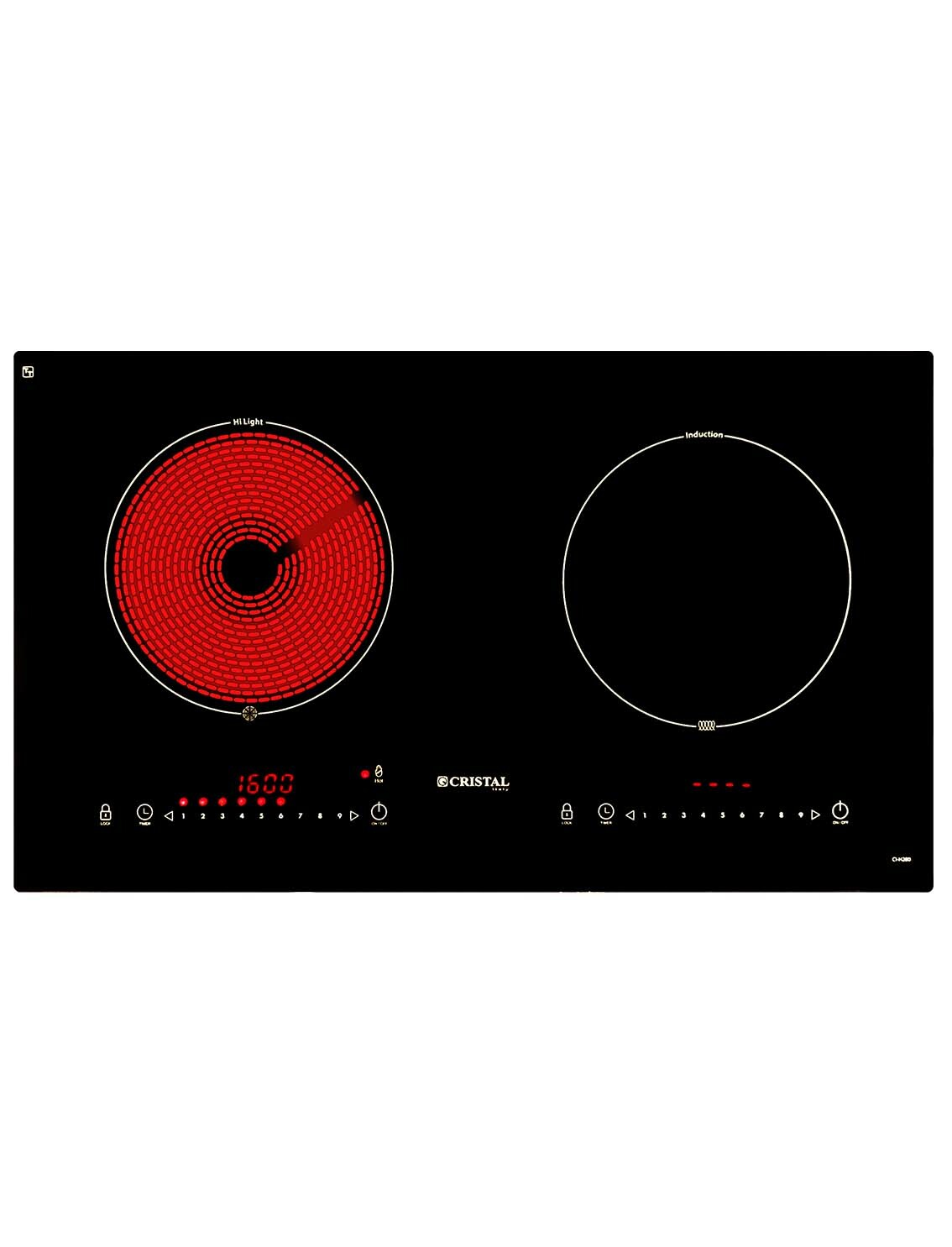 尼斯 Cristal   CI-H280-1‧嵌入式‧2合1雙頭電磁爐+電陶爐‧2800W‧香港行貨,原廠1年保養‧