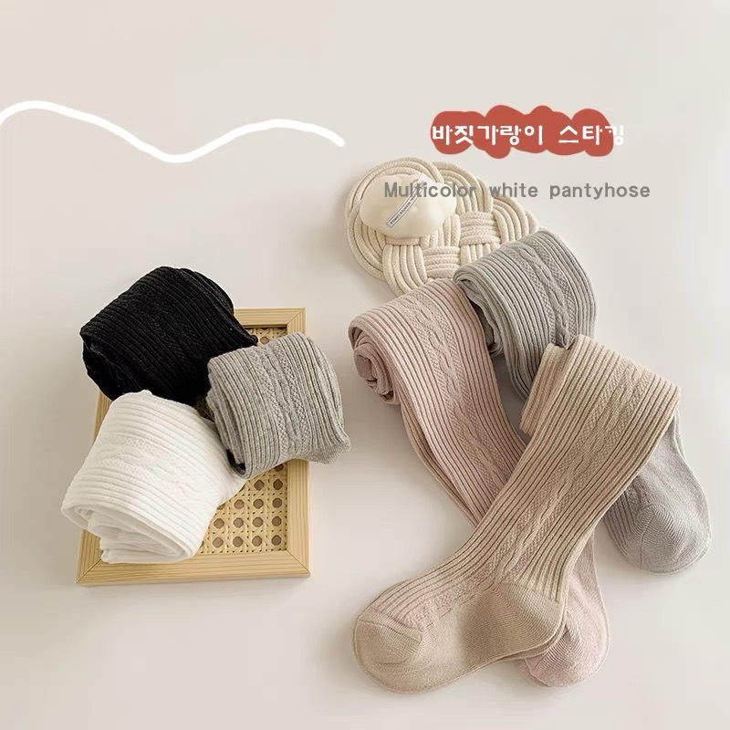 中麻花側坑條褲襪