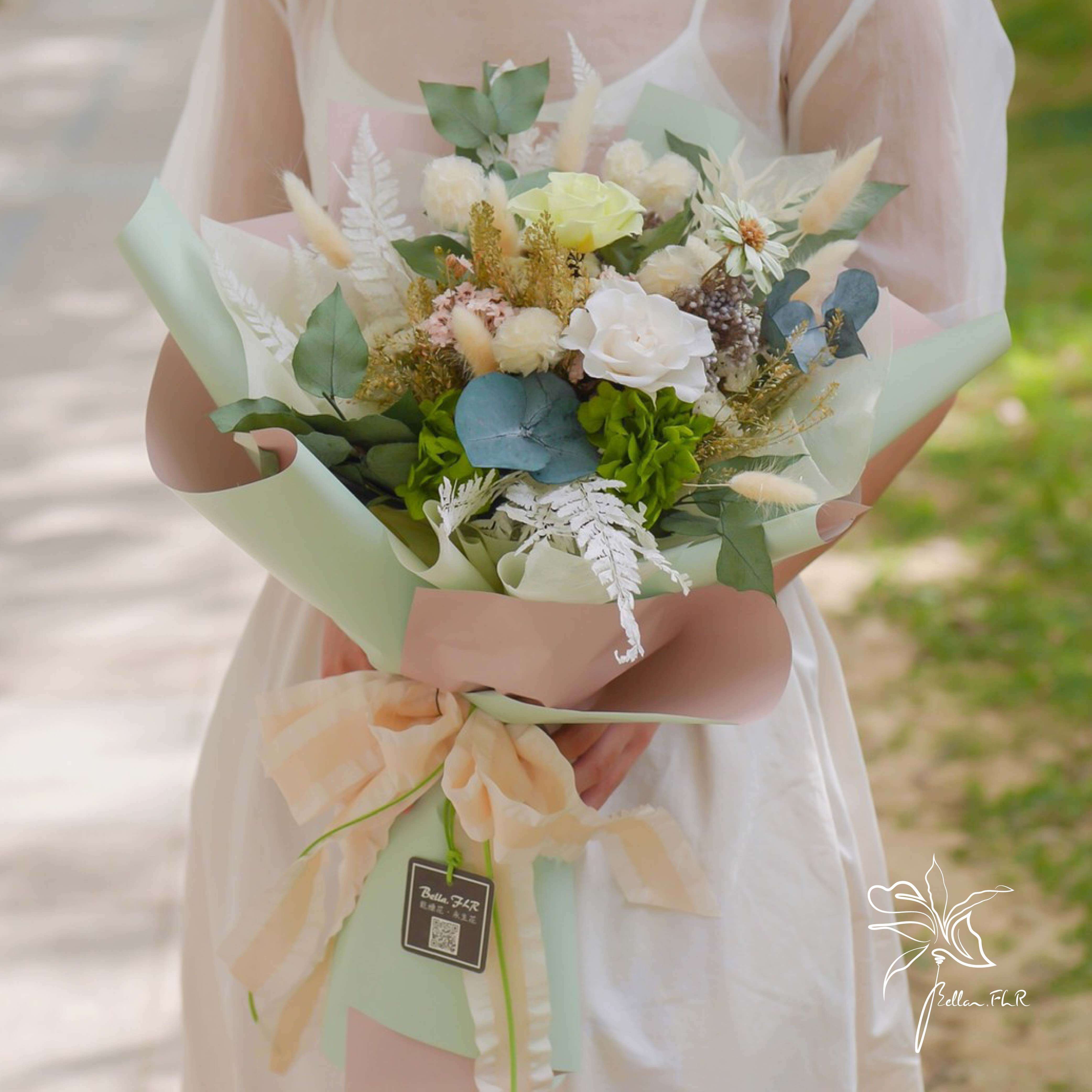 【薄荷糖】中型永生乾燥花束