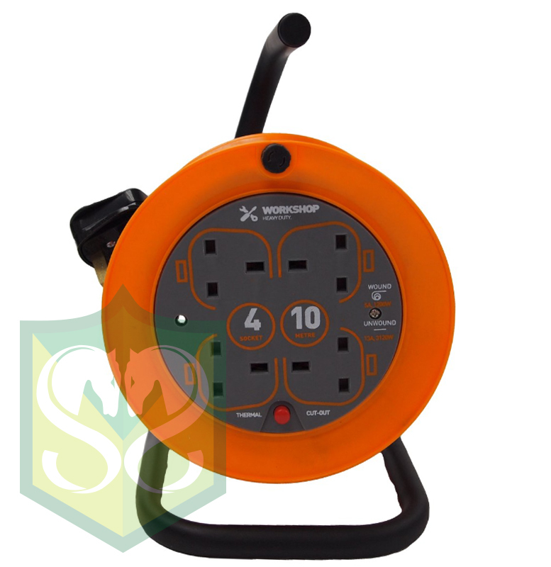 WORKSHOP - Mini Open Drum Cable reel 10m / 15m & thermal cutout (2210-4C-10M)