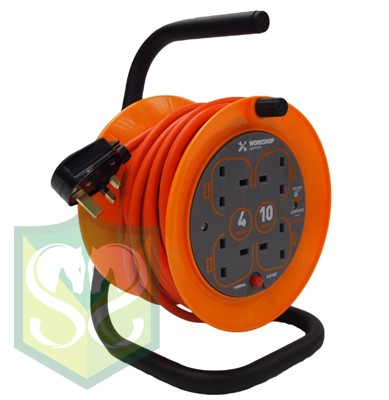 WORKSHOP - Mini Open Drum Cable reel 10m / 15m & thermal cutout (2210-4C-10M)