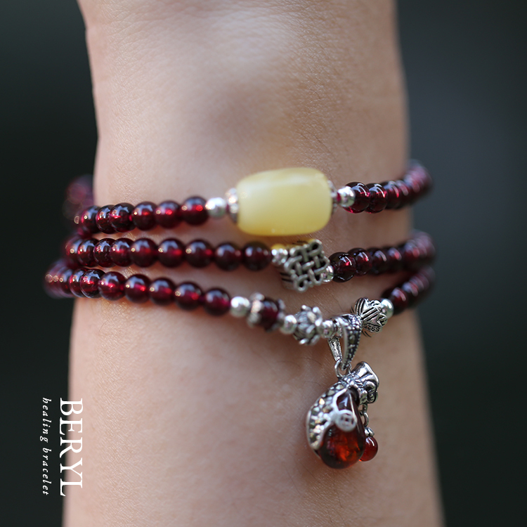 女性健康招財寶石｜天然石榴石多圈手鍊