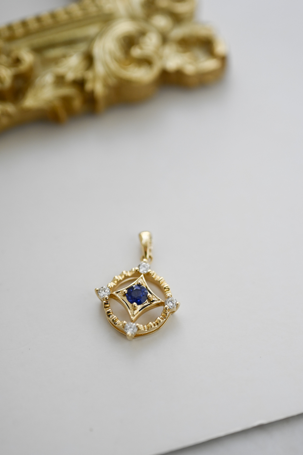 18K Royal Majes Diamond & Blue Sapphire Pendant
