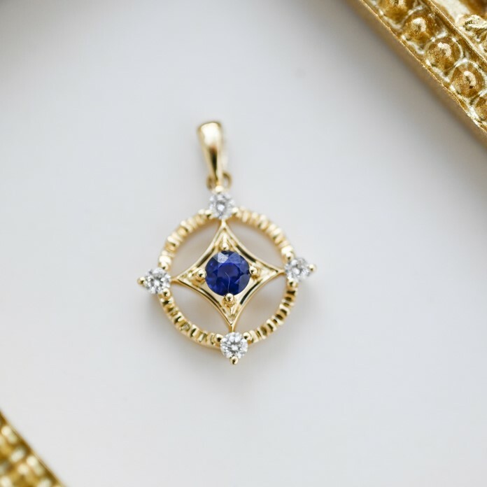 18K Royal Majes Diamond & Blue Sapphire Pendant