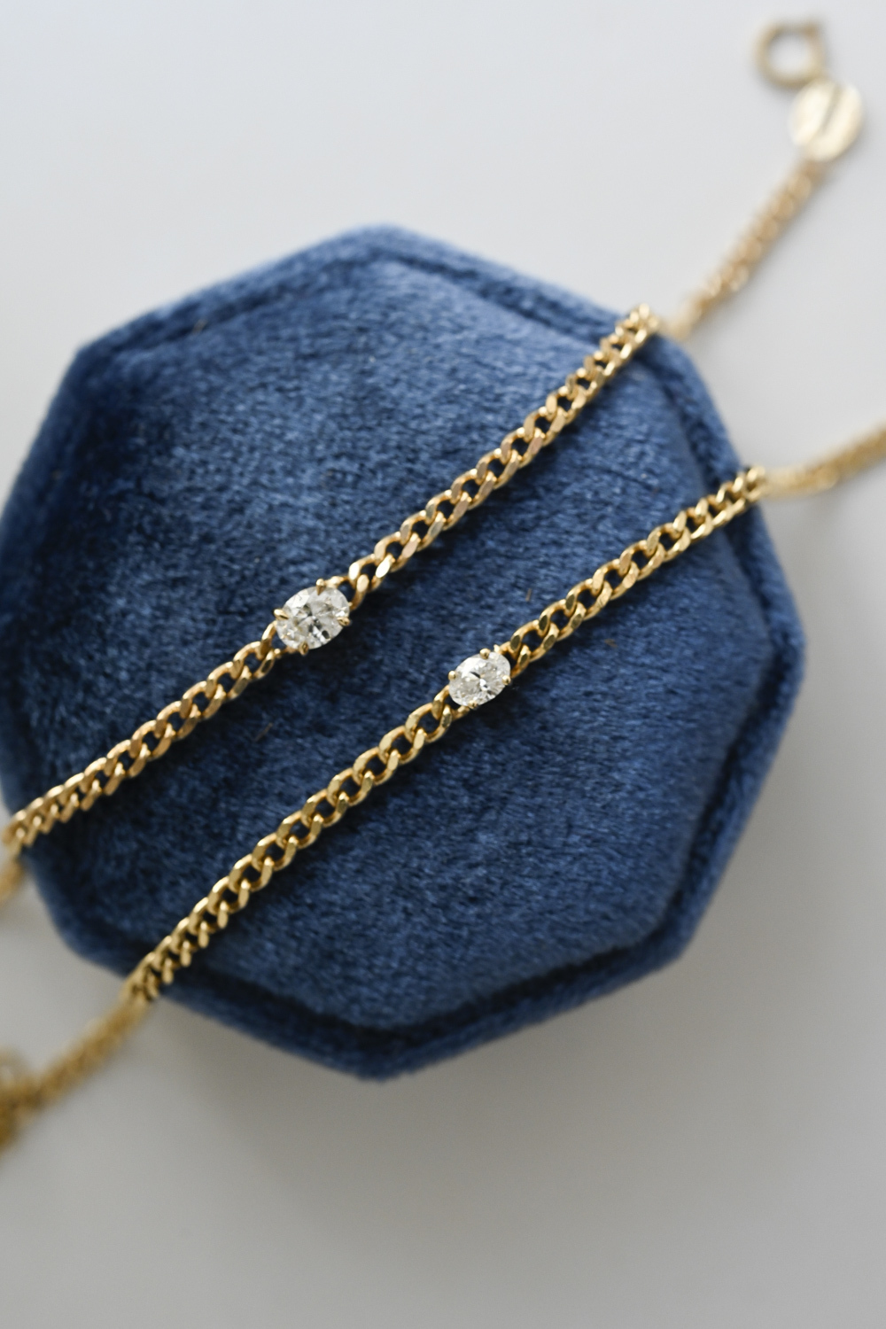 18K 0.10ct Oval Soild Gold Cuba Bracelet (Chain A)