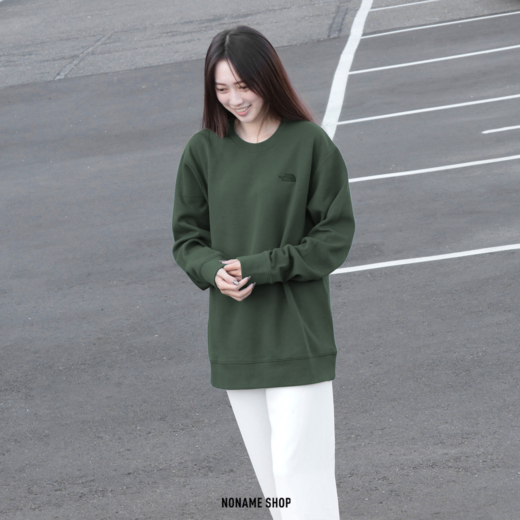 THE NORTH FACE TNF 北臉 燙印 LOGO 大學T 軍綠