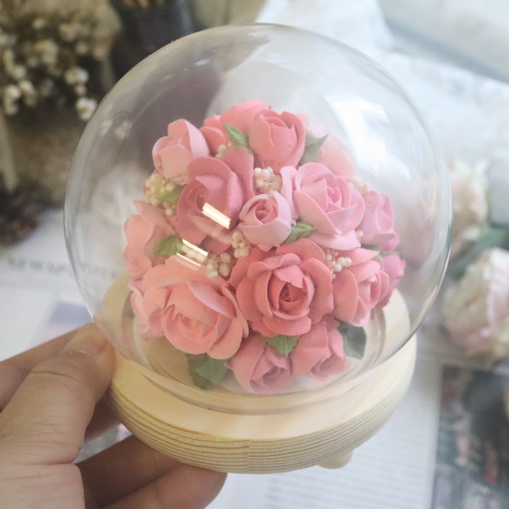 黏土唧花水晶球花束班