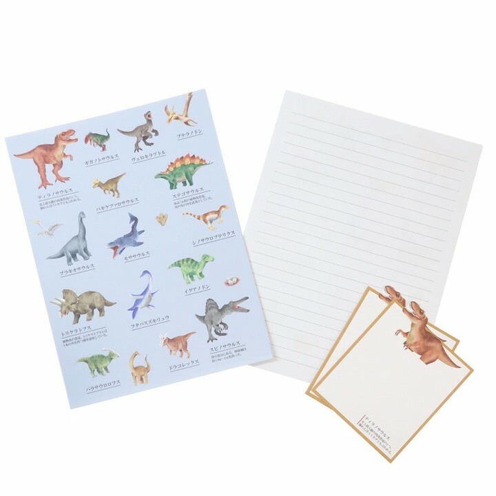 恐龍 大人的圖鑑 信紙信封組｜日本Kamio
