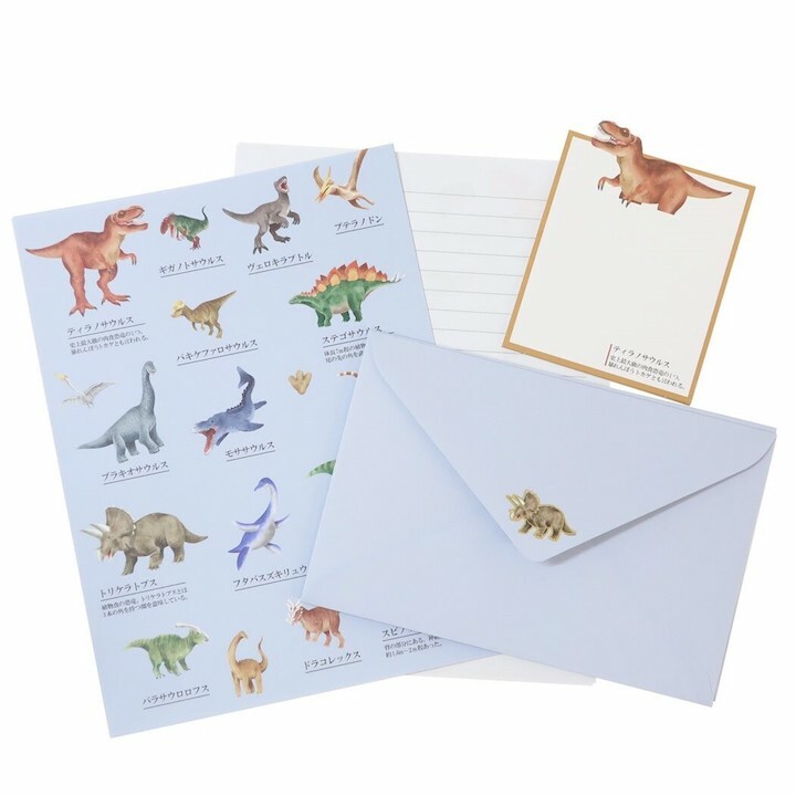 恐龍 大人的圖鑑 信紙信封組｜日本Kamio