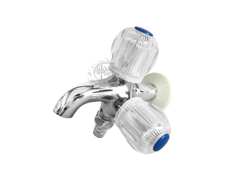 ＊中崙五金【附發票】水晶洗衣機雙出口水龍頭 洗衣機水龍頭 長栓一分二 4分雙出水龍頭 雙出口長栓 一對二水龍頭