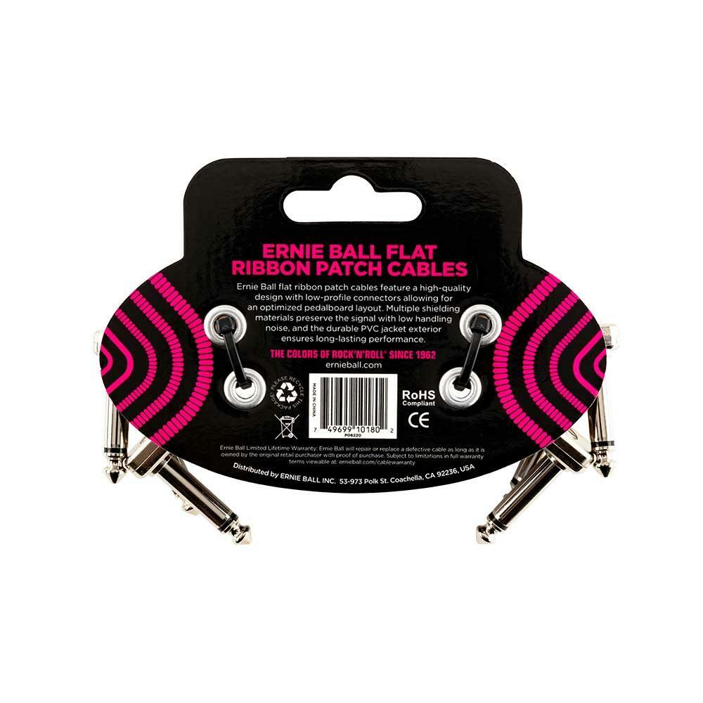 Ernie Ball 3吋" 短導線 3 件裝 - 黑色 6220