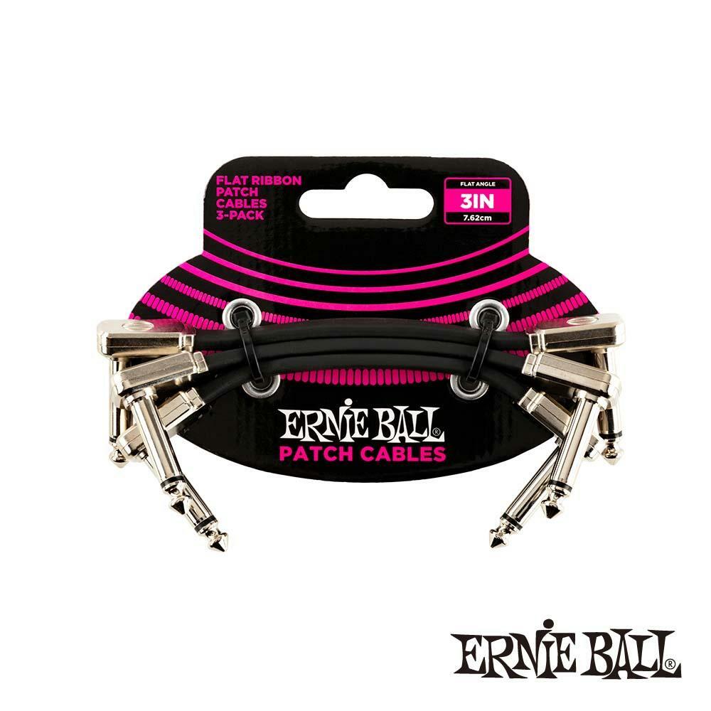 Ernie Ball 3吋" 短導線 3 件裝 - 黑色 6220