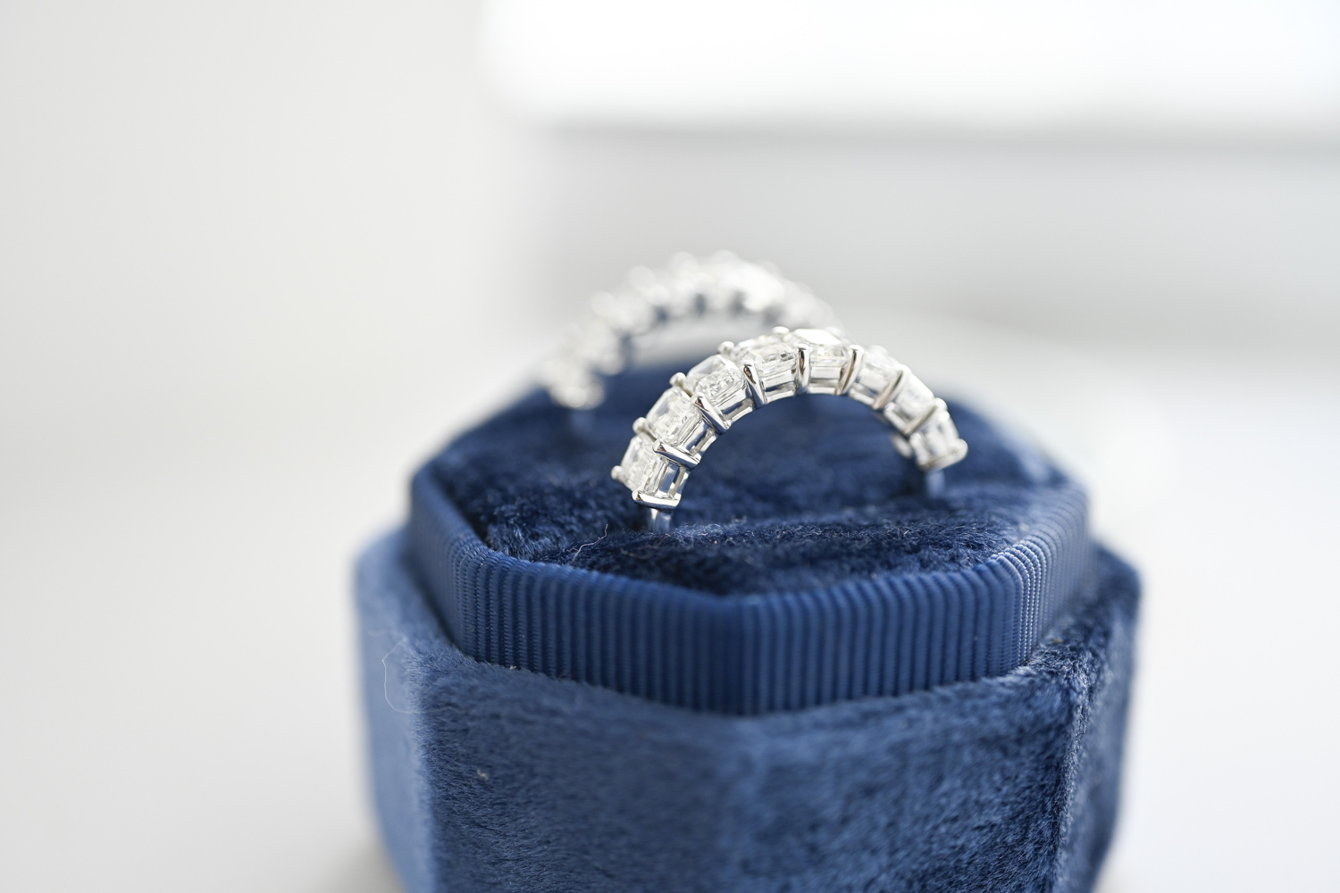 18K Emerald Cut Half Eternity Ring
