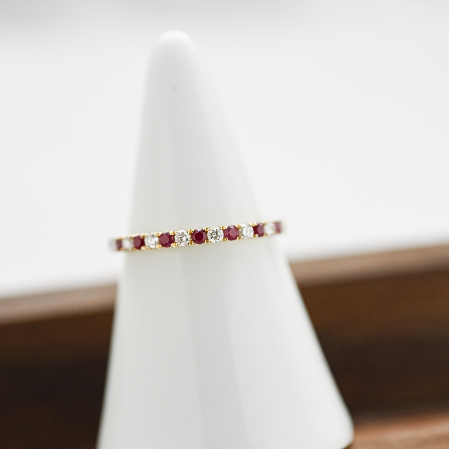18K Ruby & Diamond Half Eternity Ring