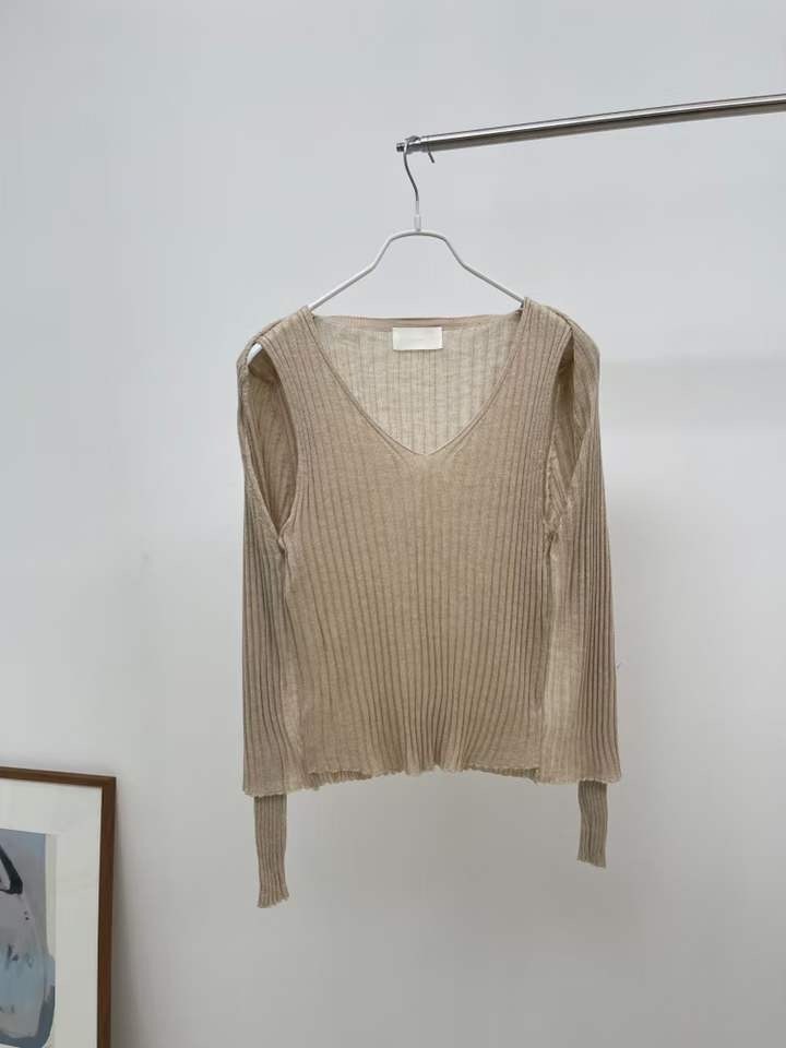 SEPT2348 假兩件疏織上衣