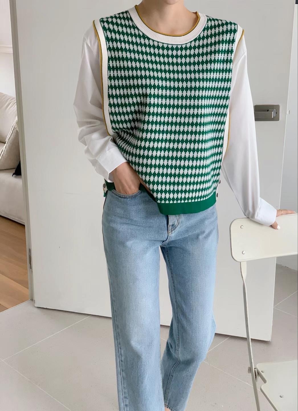 OCTT2339 格仔拼袖上衣