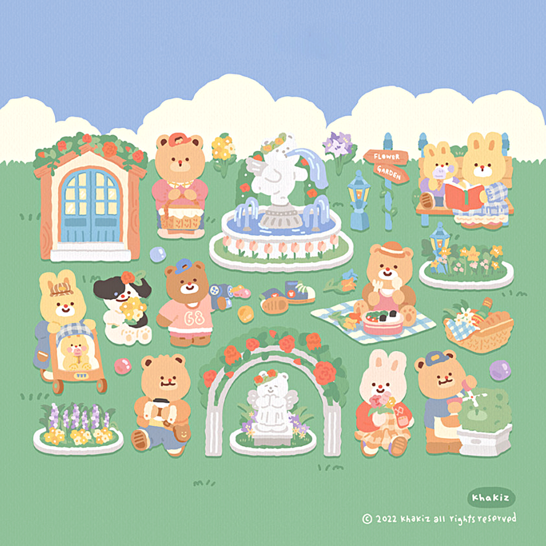 Khakiz Sticker－Flower Garden (Korean Stationery Brand)