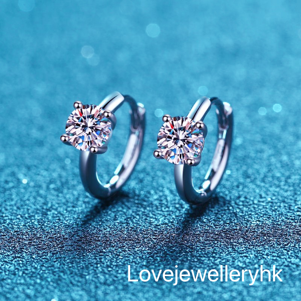 莫桑鑽圈形耳環   E1C039