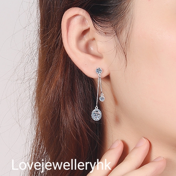 莫桑鑽長吊耳環   E1C041