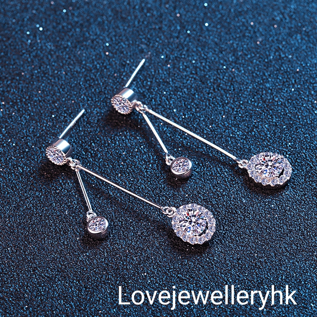 莫桑鑽長吊耳環   E1C041