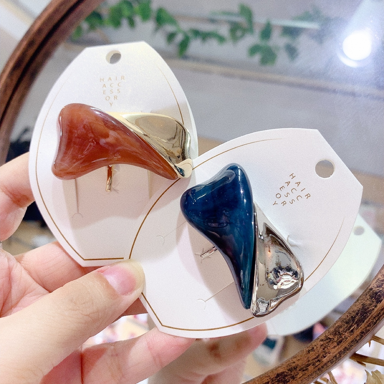 拼色琥珀髮圈插