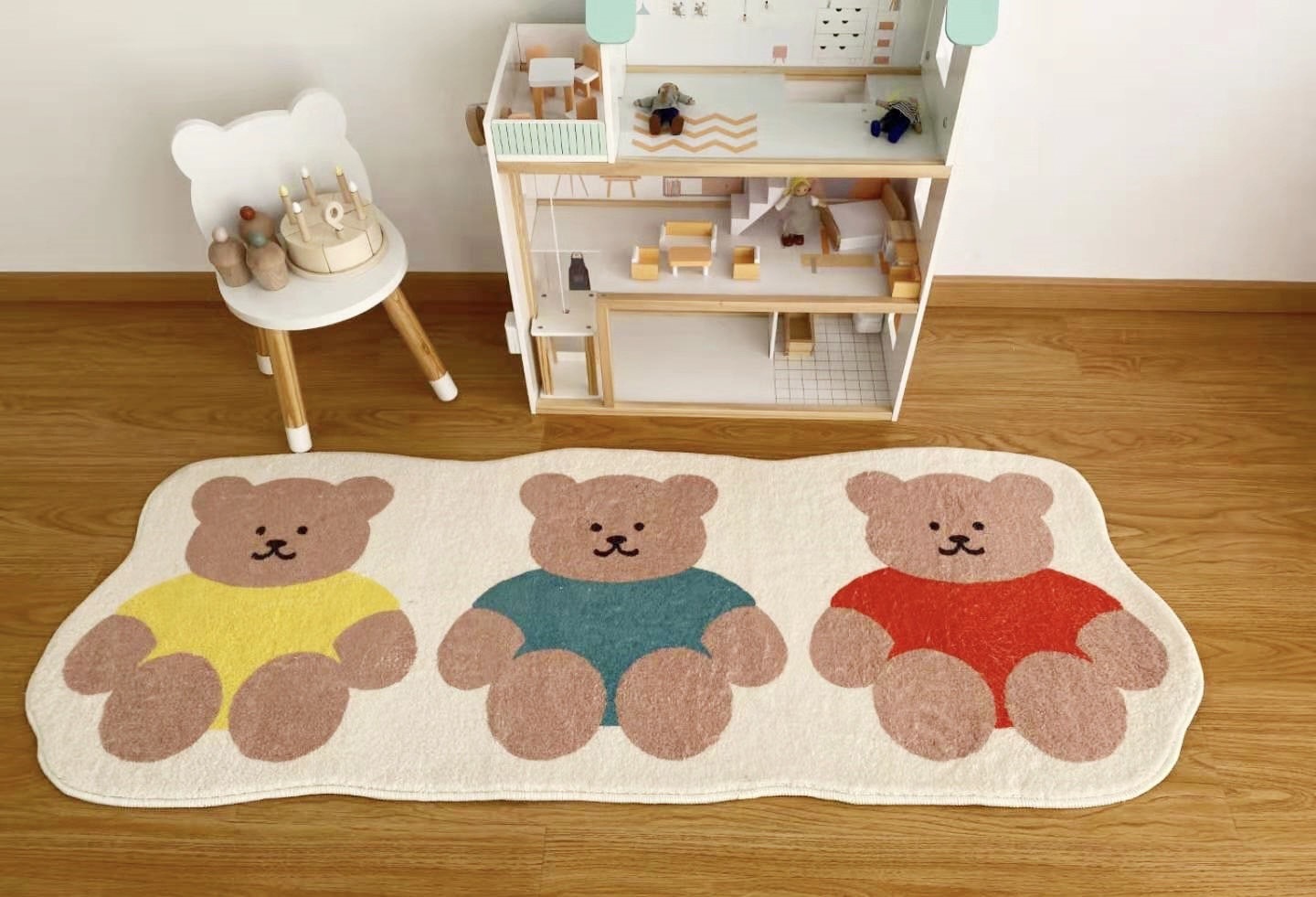 《1010》三隻小熊床邊長型地墊(植絨)