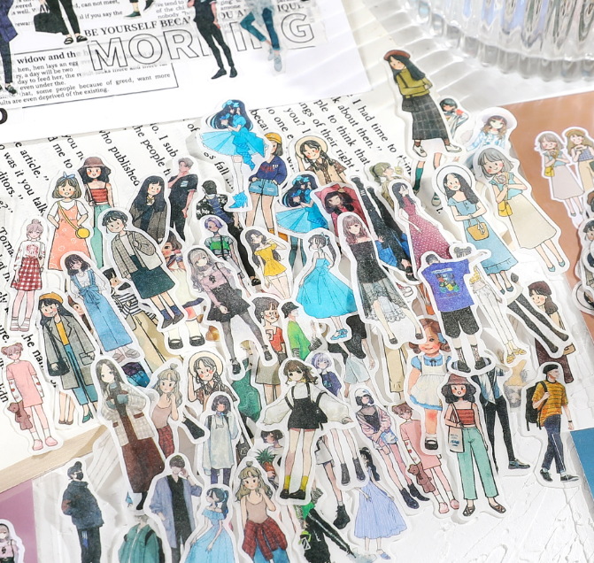 人物OOTD手账贴纸 和纸素材（20枚）