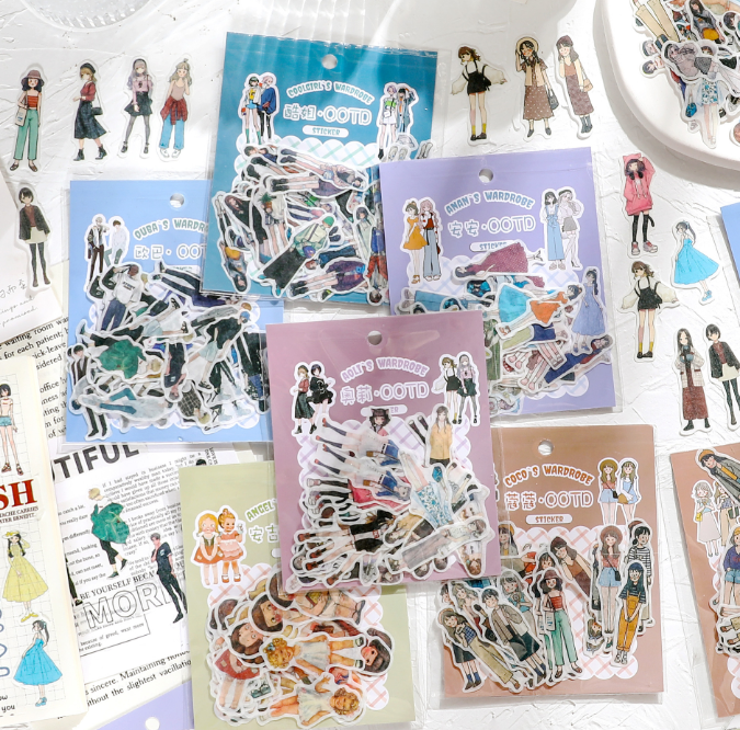 人物OOTD手账贴纸 和纸素材（20枚）