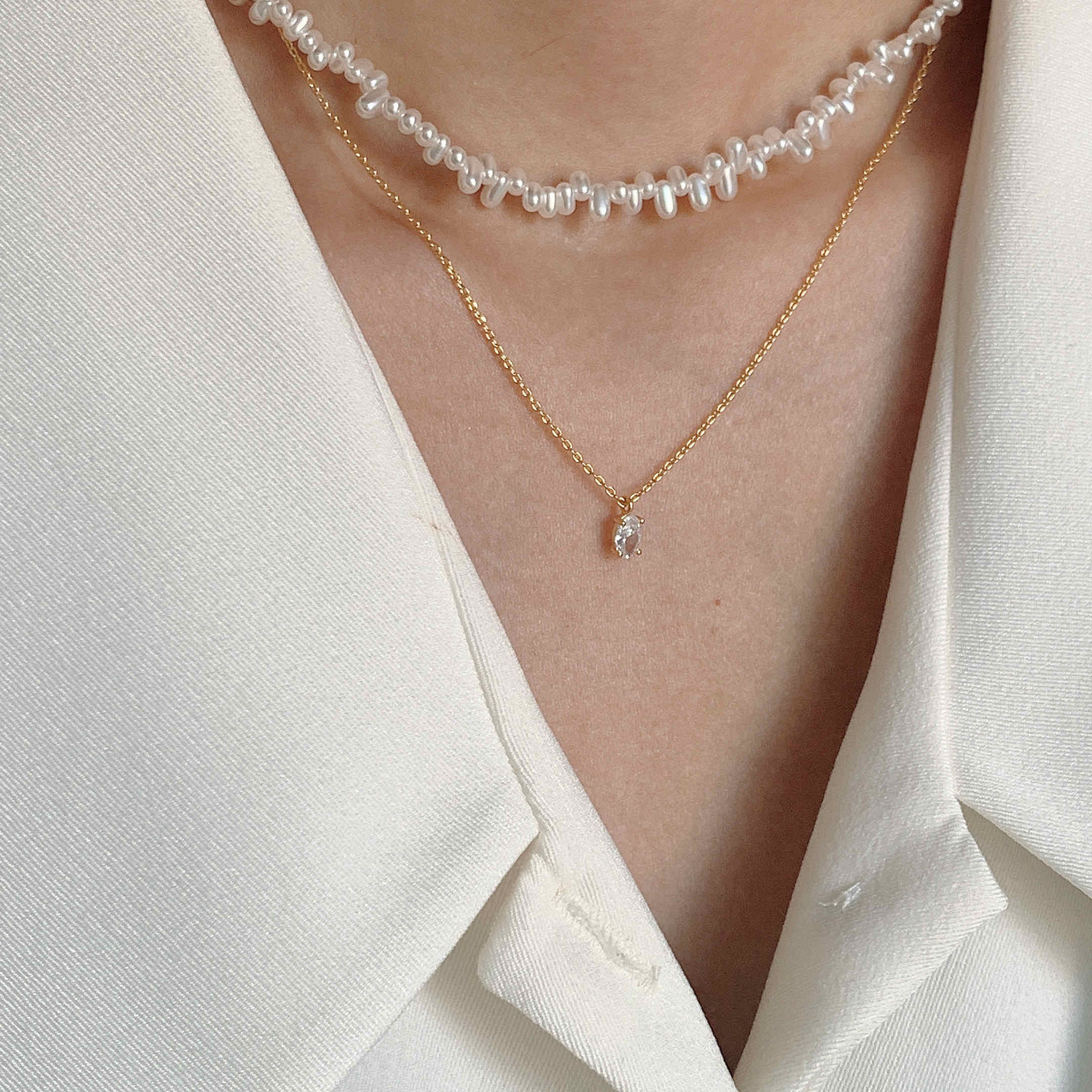 🇰🇷閃度爆表!!橢圓單鑽項鍊｜3 color