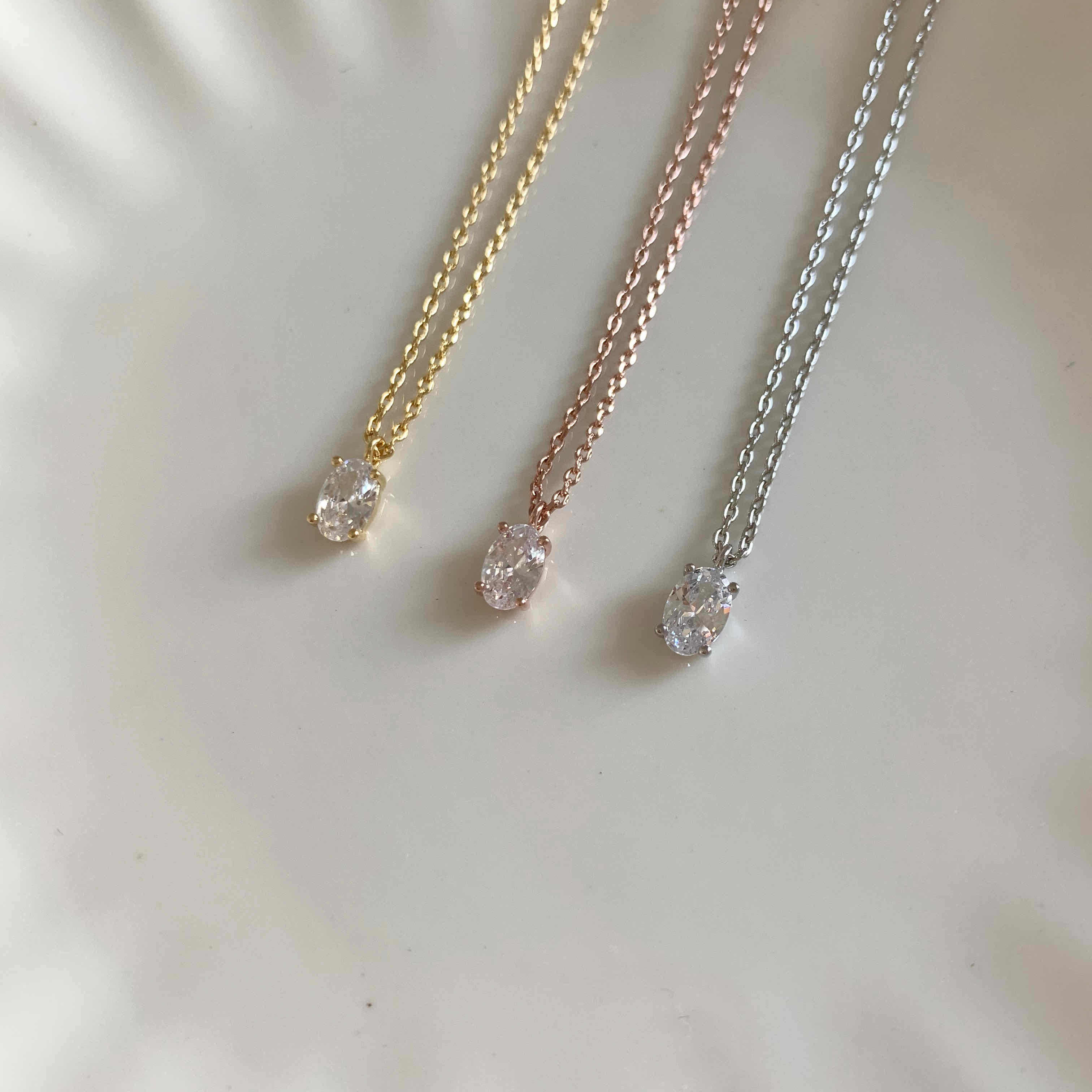 🇰🇷閃度爆表!!橢圓單鑽項鍊｜3 color