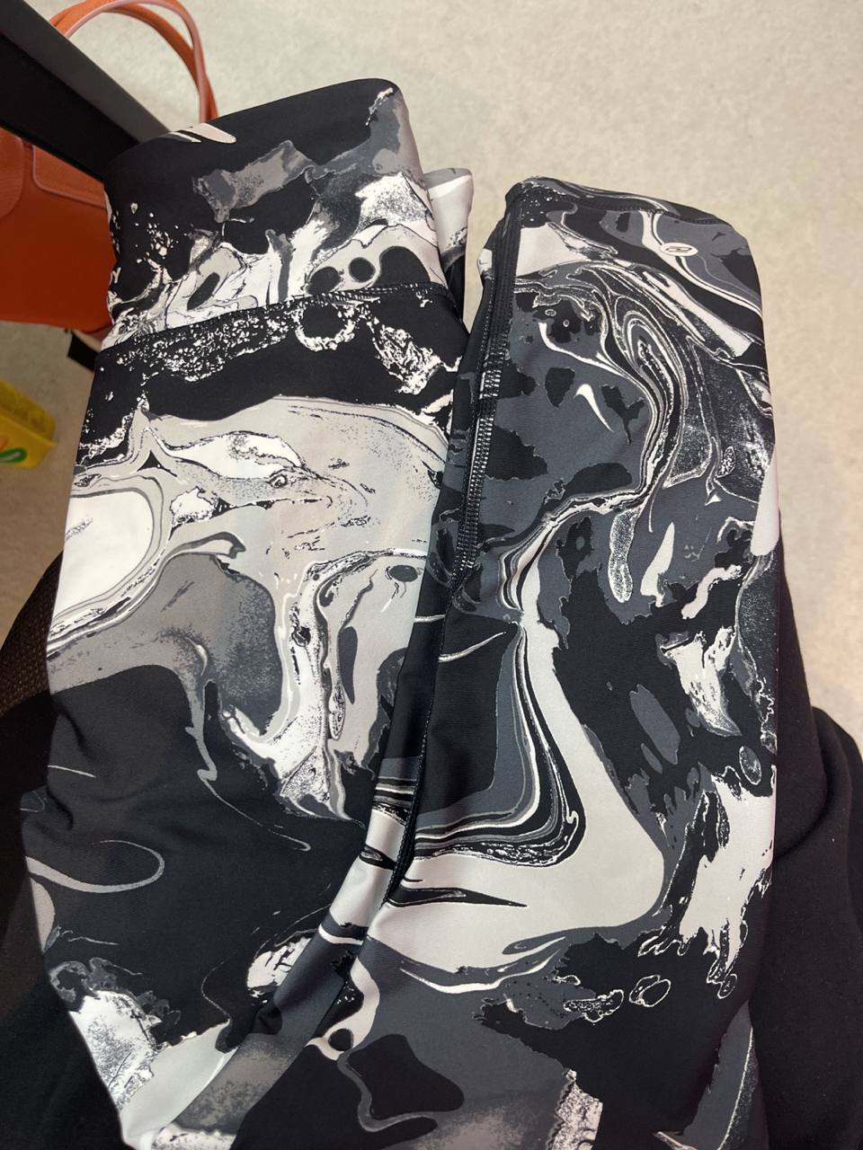 [S] DKNY MARBLE PRINT FEMALE LEGGINGS, DP1P2612-BLK (SD111)