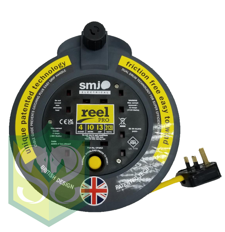 SMJ Cable Reel, 4-SOCKET, 13A, 50M, Themal Cutout Potection