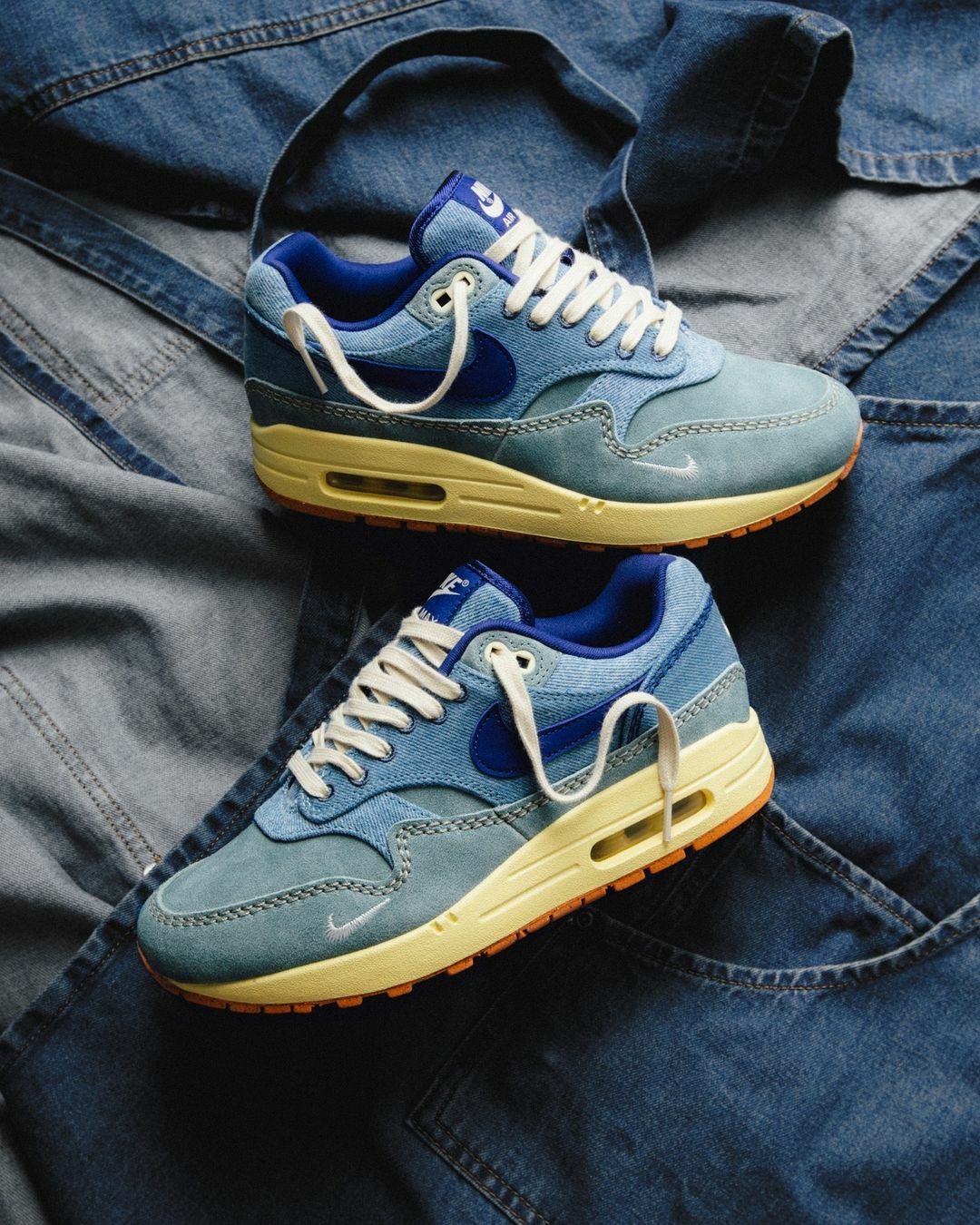 【APAIR】預購 Nike Air Max 1 PRM Dirty Denim 丹寧藍 牛仔藍 奶油底 做舊復古鞋 DV3050-300