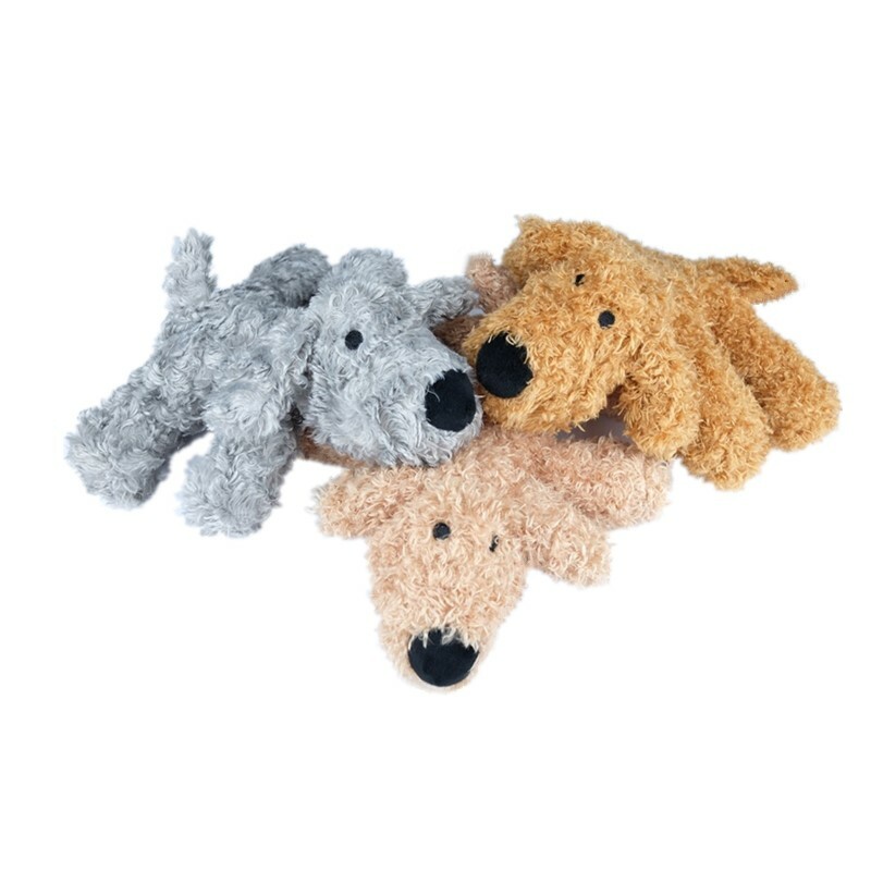Billipets - 超軟發聲天然羊毛狗玩具 (灰色)