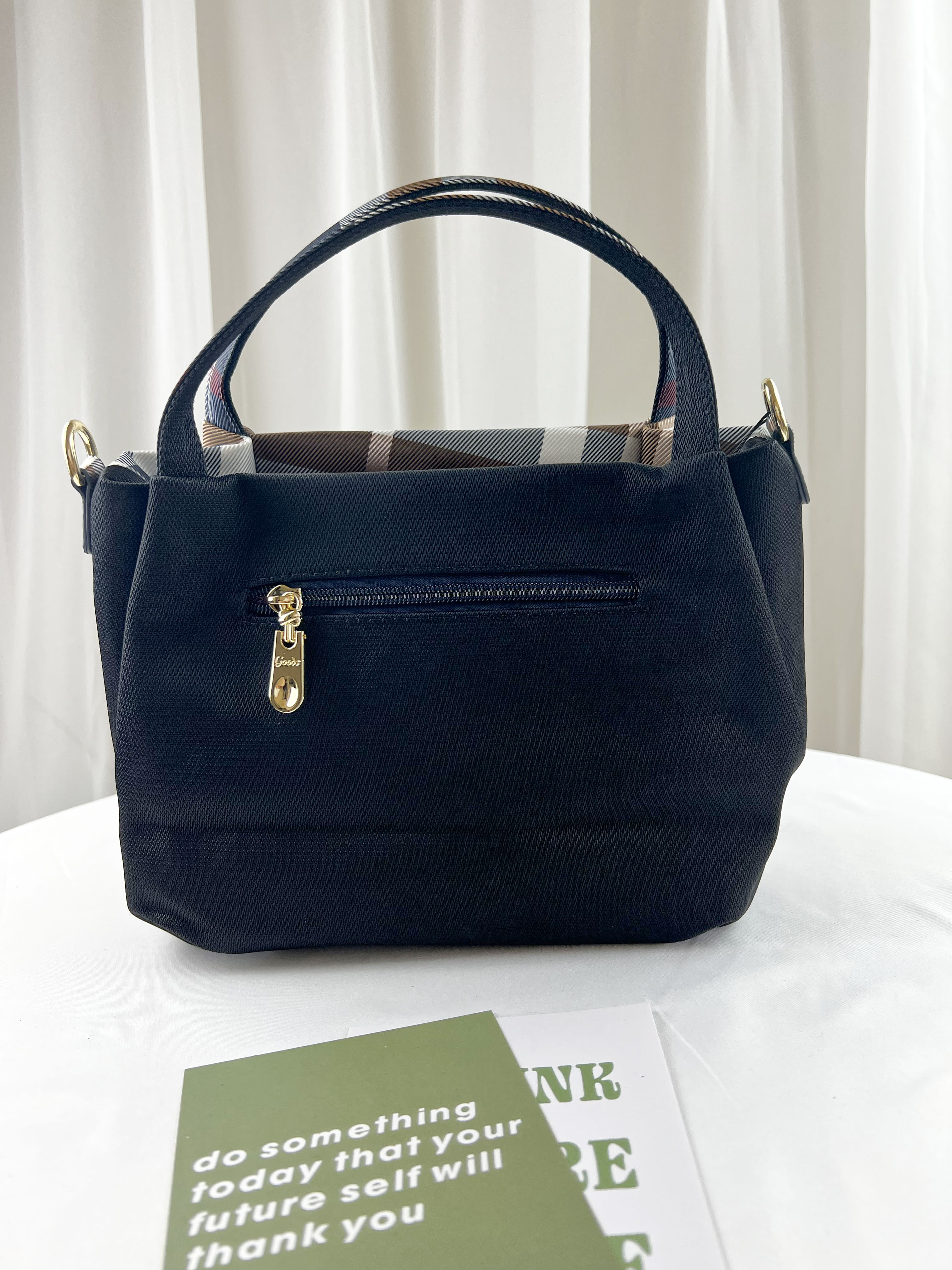 GOODS 大格黑 拼色防潑水手提包 / 側背包 #2808