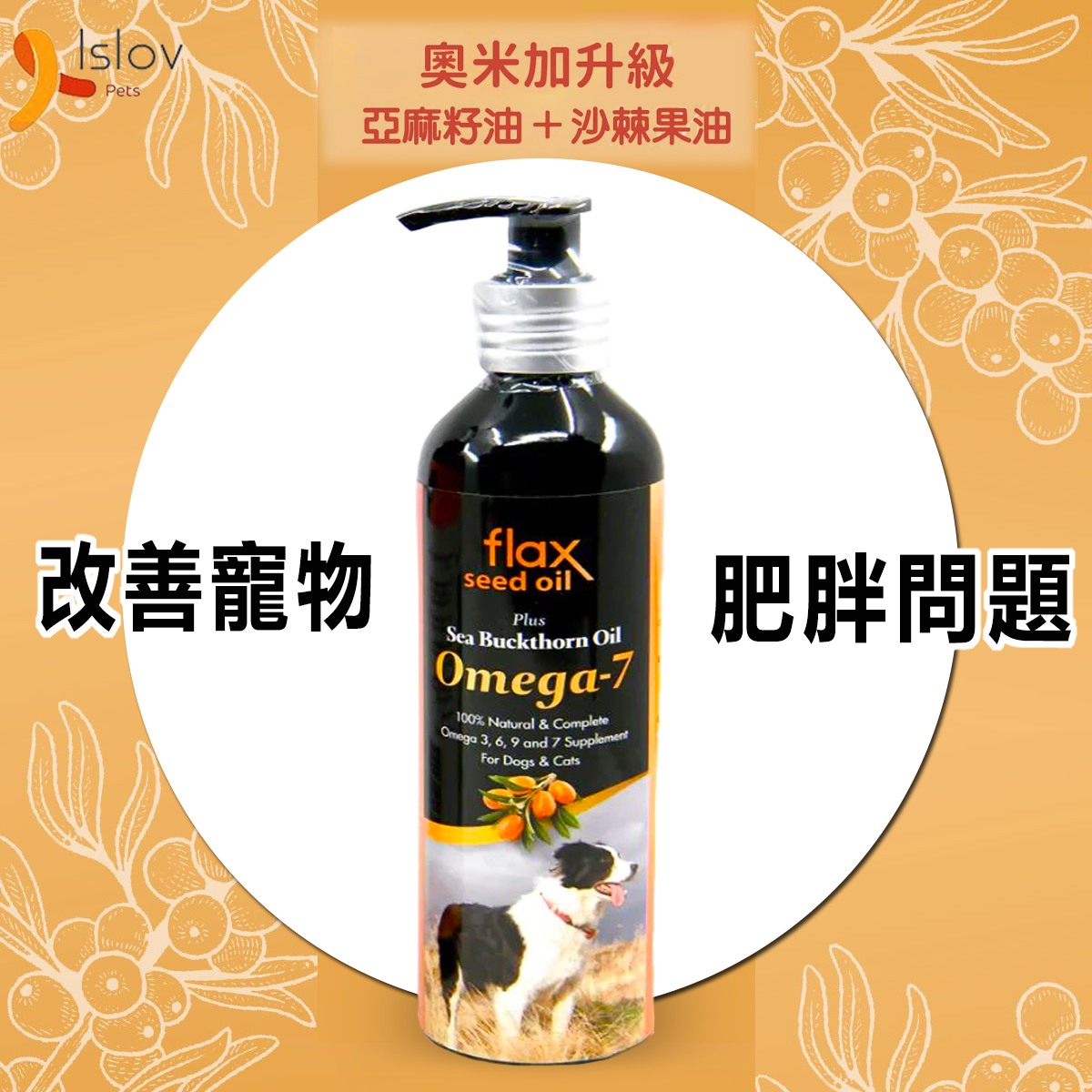 FOURFLAX - 紐西蘭天然亞麻籽油+沙棘果油 250ML #貓狗適用 #重抬寵物內在年輕