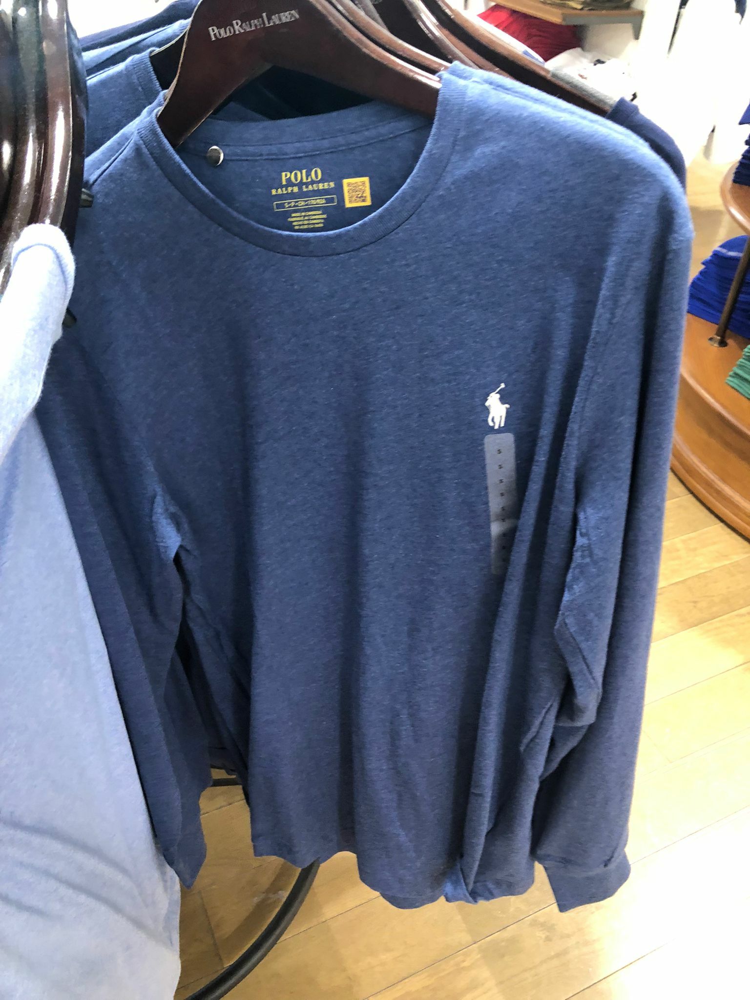 [U] POLO RALPH LAUREN POLO MEN'S ROUND NECK LONG SLEEVE T-SHIRT,BLUE HTR, 710627433036-BLUE HTR (UPR168)