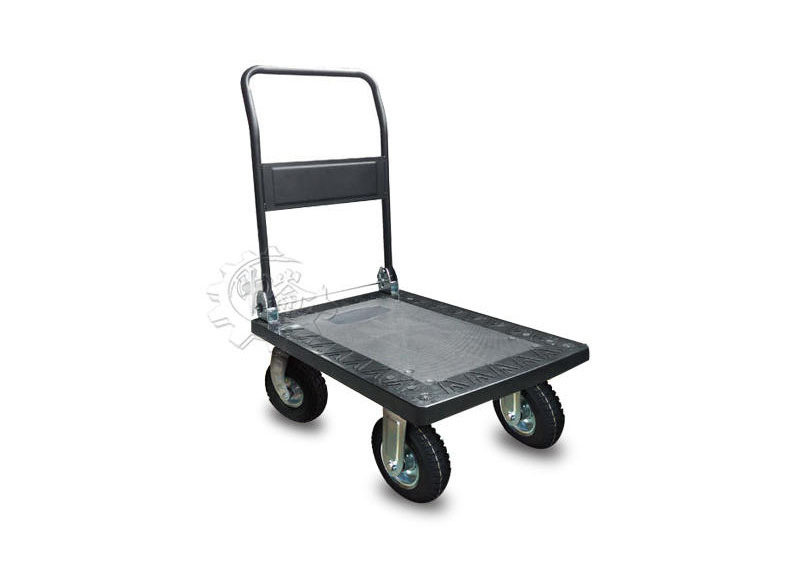 ＊中崙五金【缺貨中】台灣製 耐重500KG 華塑塑鋼折疊平板手推車 8吋橡膠輪 鐵軌補強 HS-960A-8