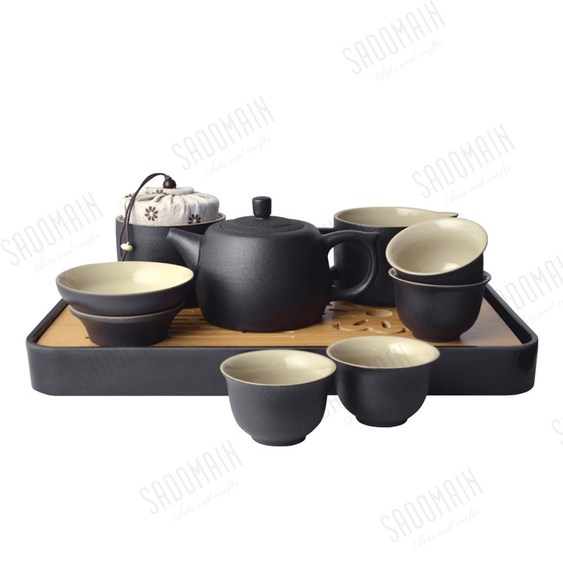 【SADOMAIN 仙德曼】 1壺4杯粗陶茶具旅組14件組